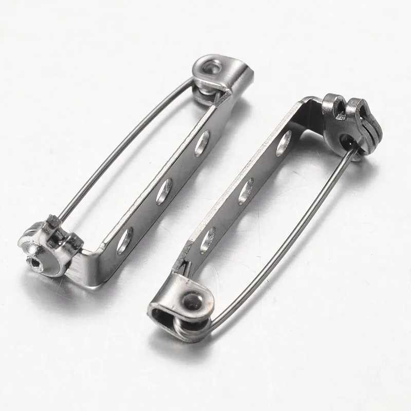 500pcs 3 holes 27x5x7mm Metal Iron Pin Backs Brooch Jewelry Making DIY
