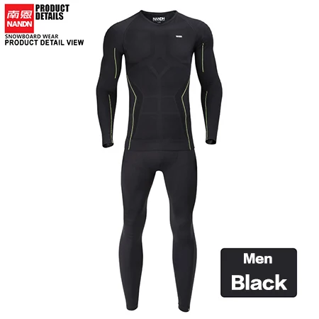 NANDN нижнее белье для снежных видов спорта, катания на лыжах, бега, быстросохнущее и эластичное - Цвет: Black(men)