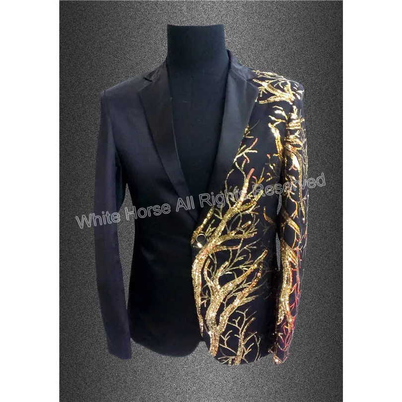 Veste De Costume à Paillettes Pour Homme, Coupe Ajustée, Robe De Smoking, Blazer, Soirée Scène, Danse, Chanteur, Discothèque, Rouge