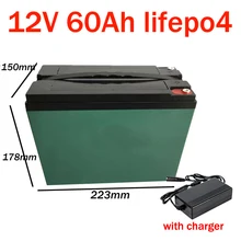 GTK водонепроницаемый Lifepo4 12V 60AH литиевый аккумулятор BMS 4S 12,8 V для 600W инвертор UPS лампа Мобильная мощность EV оборудование+ 5А зарядное устройство