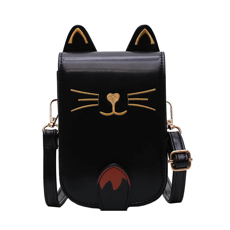 Fashion women Cute Cat Handbag Vintage Shoulder Bags Messenger Bags PU Leather Mini Handbags Cartoon Purse bag