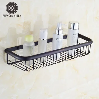 

Free Shipping Oil Rubbed Bronze Wall Mount Bathroom Storage & Holder Brass Shower Basket Shelf 45cm