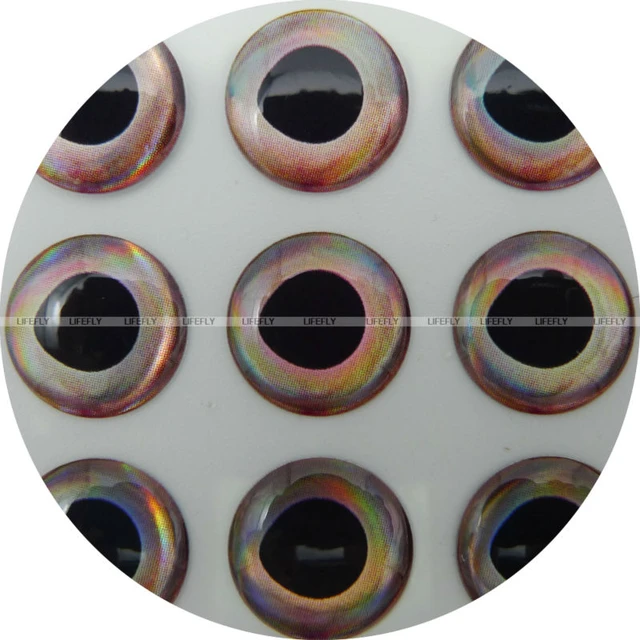 8mm 3D Real.Cold / Wholesale 300 Soft Molded 3D Holographic Fish Eyes, Fly  Tying, Jig, Lure