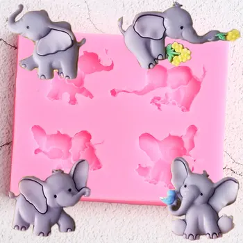 

3D Elephant Silicone Mold Rose Flower Bird Candy Fondant Molds Chocolate Gumpaste Mould DIY Baby Birthday Cake Decorating Tools