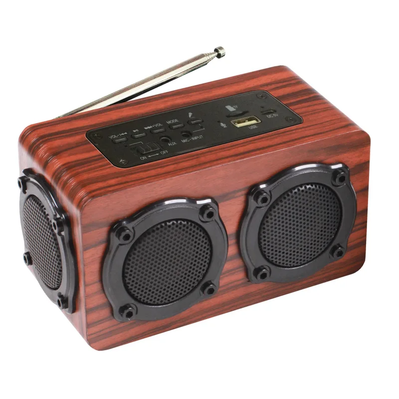 

Wooden wireless Bluetooth speaker multi-function U disk USB input subwoofer audio support MP3 WAV format portable radio