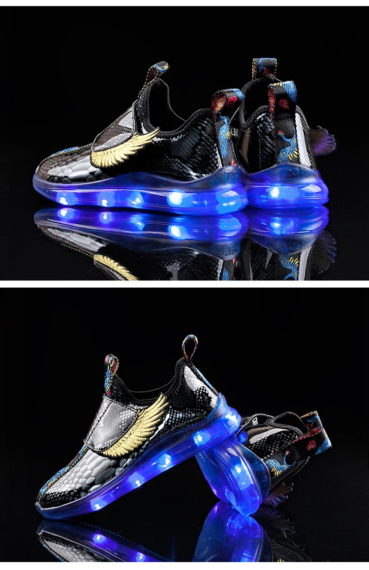 Size 26-37 New Summer Led Fiber Optic Shoes for girls boys USB Recharge glowing Sneakers Man light up shoes High Quality