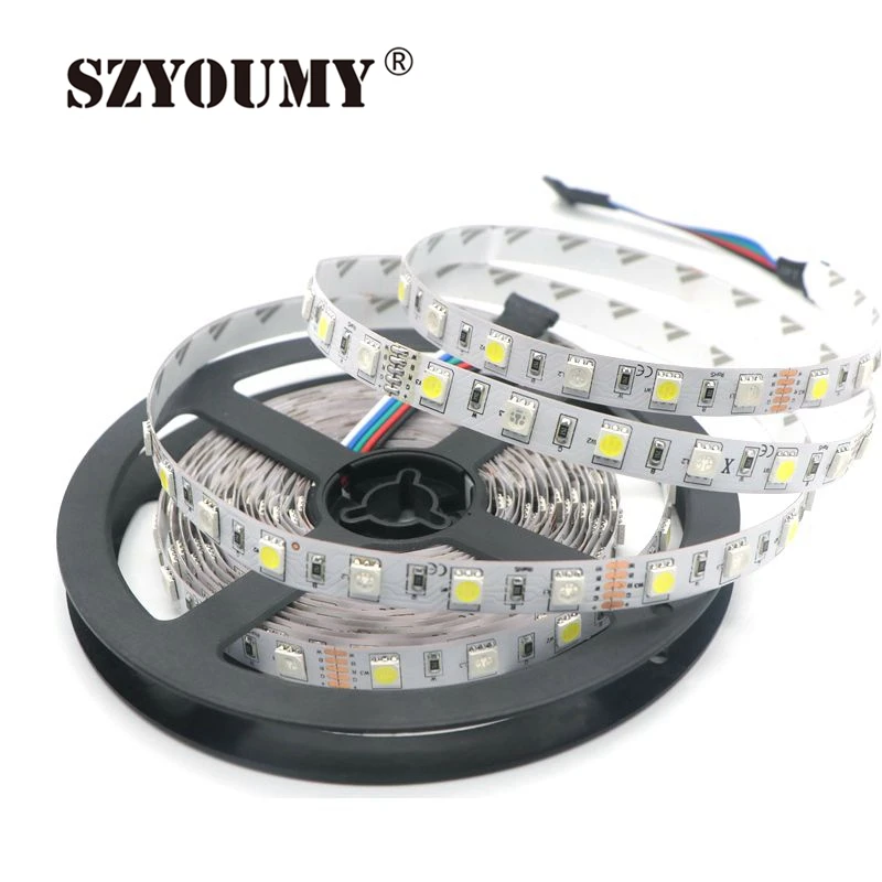 Szyoumy 50 м 10 рулонов SMD 5050 RGB Светодиодные ленты IP20 IP65 5 м 300 светодиодный DC 12 В RGBW rgbww fita светодиодный полосы света гибкий неон Клейкие ленты