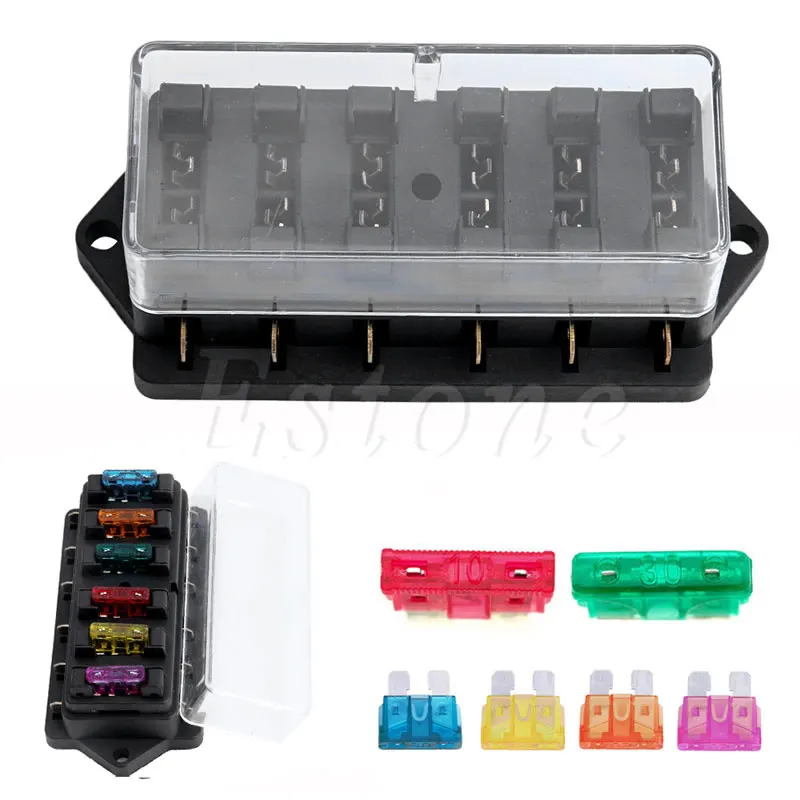 

Circuit Standard Car 6 Way ATO Automotive Blade Standard Fuse Box Block Holderqiang