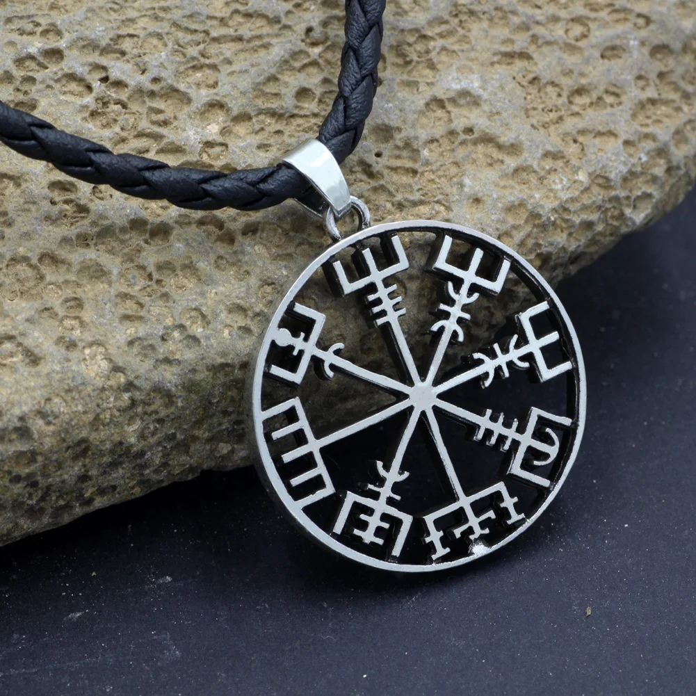 

youe shone Amulet Pantgram Rune Norse Viking Odin's Symbol Of Runic Pendant Necklace Runes Vegvisir Compass Pendant