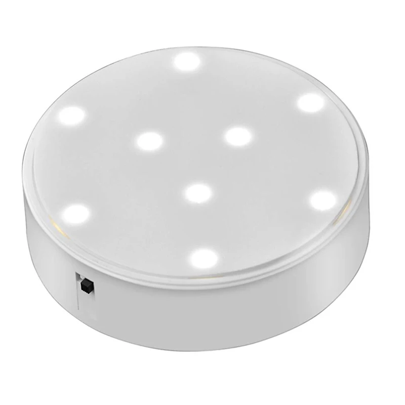 Battery Operated Cool White LED Base Light - Round