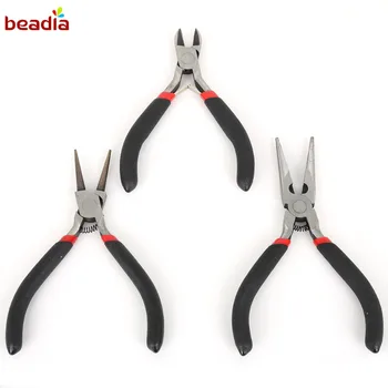 

Factory Price 3pc/bag Black Color Handle Pliers Sharp nose &Double round &Diagonal pliers For DIY Jewelry Making Pliers Tool