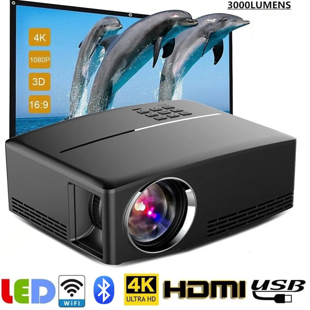 جديد 4 K HD 1080 P Wifi اللاسلكية العارض LED الروبوت 6.0 بلوتوث HDMI المسرح المنزلي