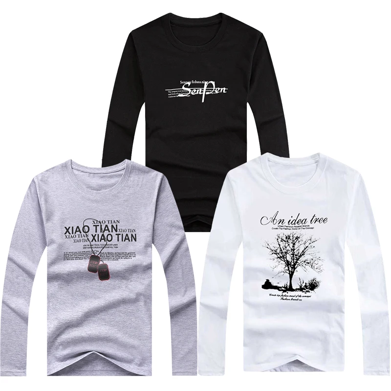 

TEXIWAS 2019 3Pcs/lot T-Shirt Men Spring Summer New Long Sleeve Henry Collar T Shirt Men Brand Soft Cotton Slim Fit Tee Shirts