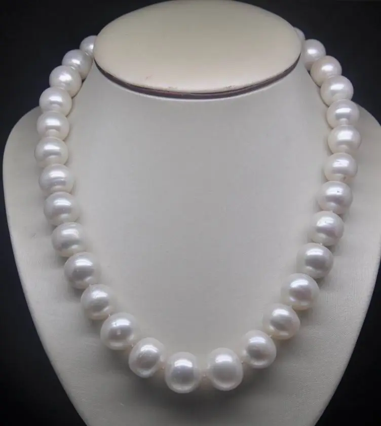 

17" Natural huge 10-11mm AA level white pearl necklace @^18K GP style Fine jewe Noble Natural jade SHIPPING