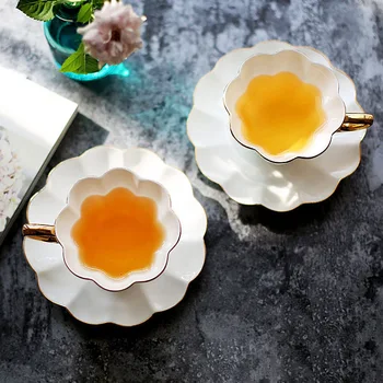 

High-grade Gold Coffee Cup Saucer Set Lovers Cup Saucer Couple Lover's Gift Morning Mug Milk Coffee Tea Breakfast Porcelain Cup