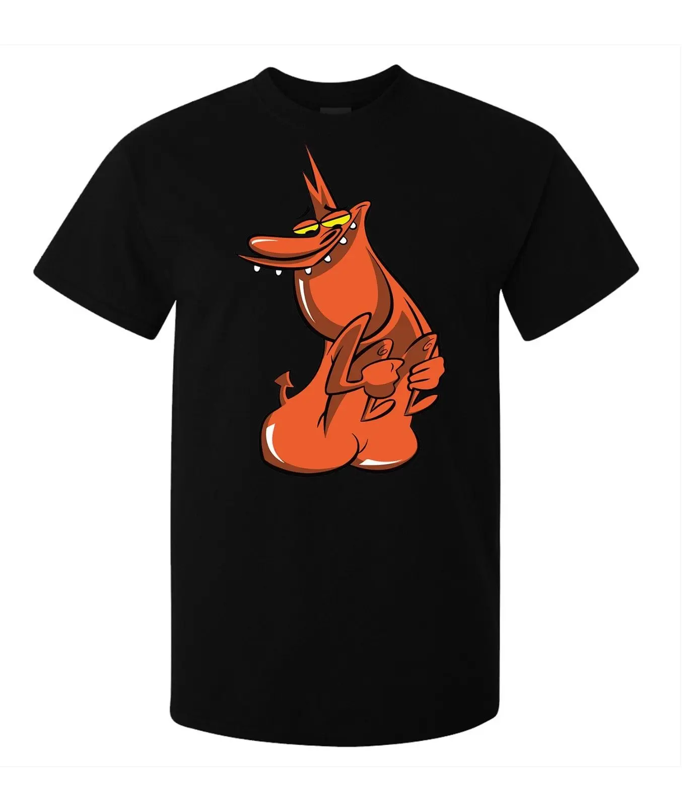 Cow And Chicken Character Red Guy men's (woman's available) t shirt black Cool Casual pride men Unisex New Fashion | Мужская