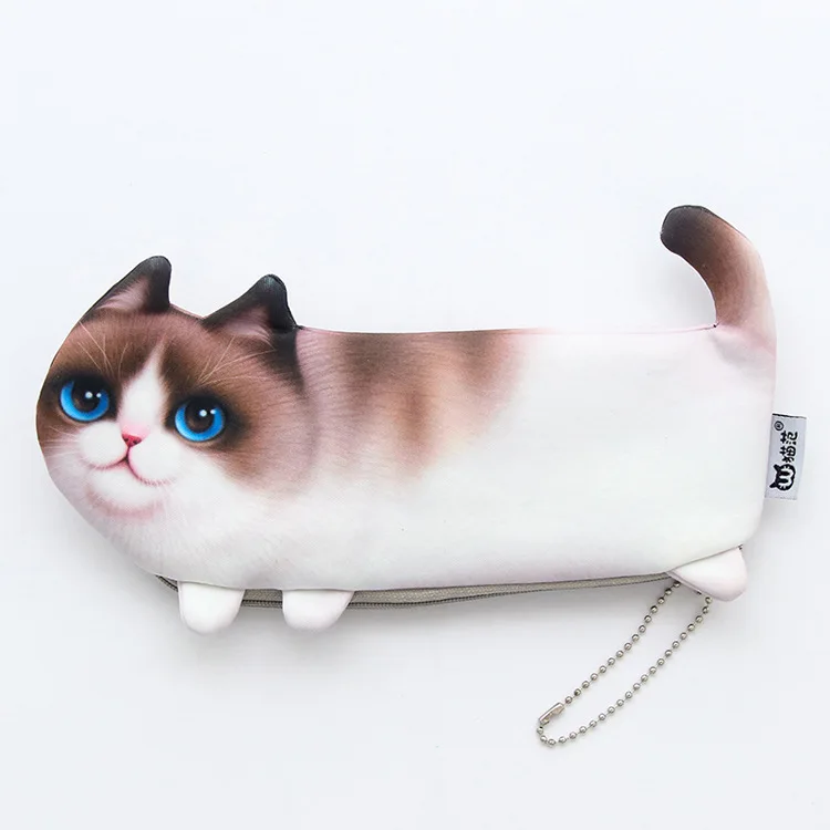 Cute Cat Pencil Case, Simulation Real Cat Theme Pencil Bag, Soft