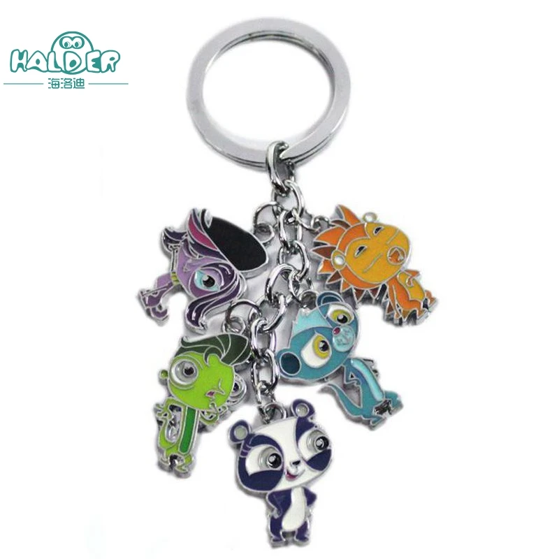 

Halder Littlest Pet Shop Key Chains Five Cute Animals Cosplay Zinc Alloy Keychain Pendants Jewelry Gift Accessories