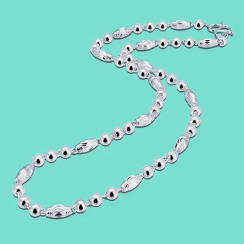 

Ethnic Style Real Silver Necklace s999 Sterling Silver Necklace Bead Pattern Design Men's Jewelry 100% Silver Chain Not Fade