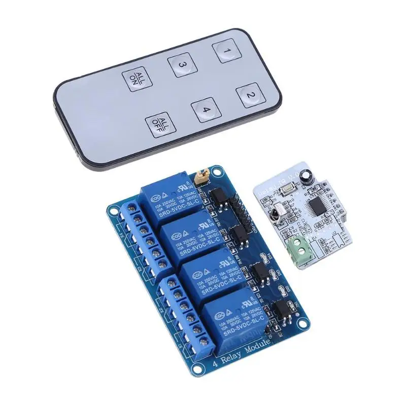 

vanpower 5V 4 Channel 6 Button Infrared IR Remote Control Electric Relay Controller Board Switch Module with Remote Control