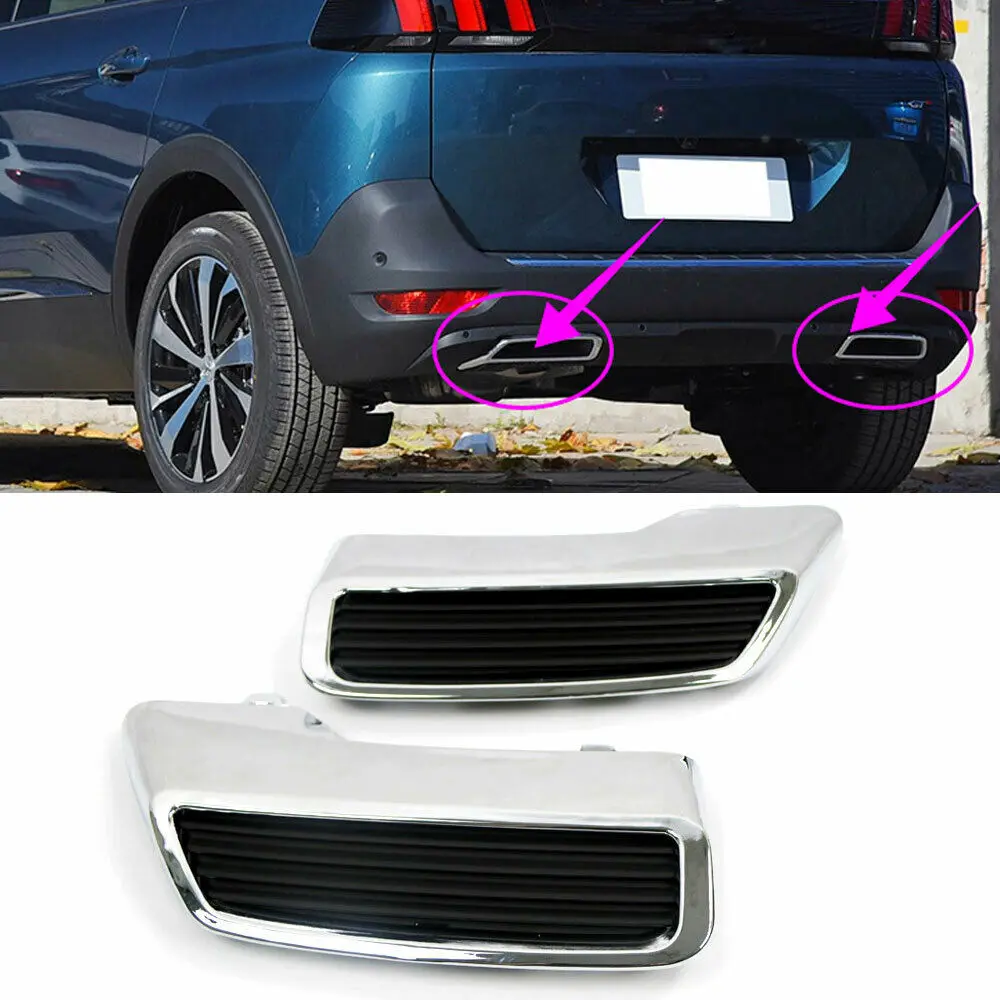 

ABS Chrome Car Rear Exhaust Muffler Pipe Replacement For Peugeot 3008 5008 2017-2018