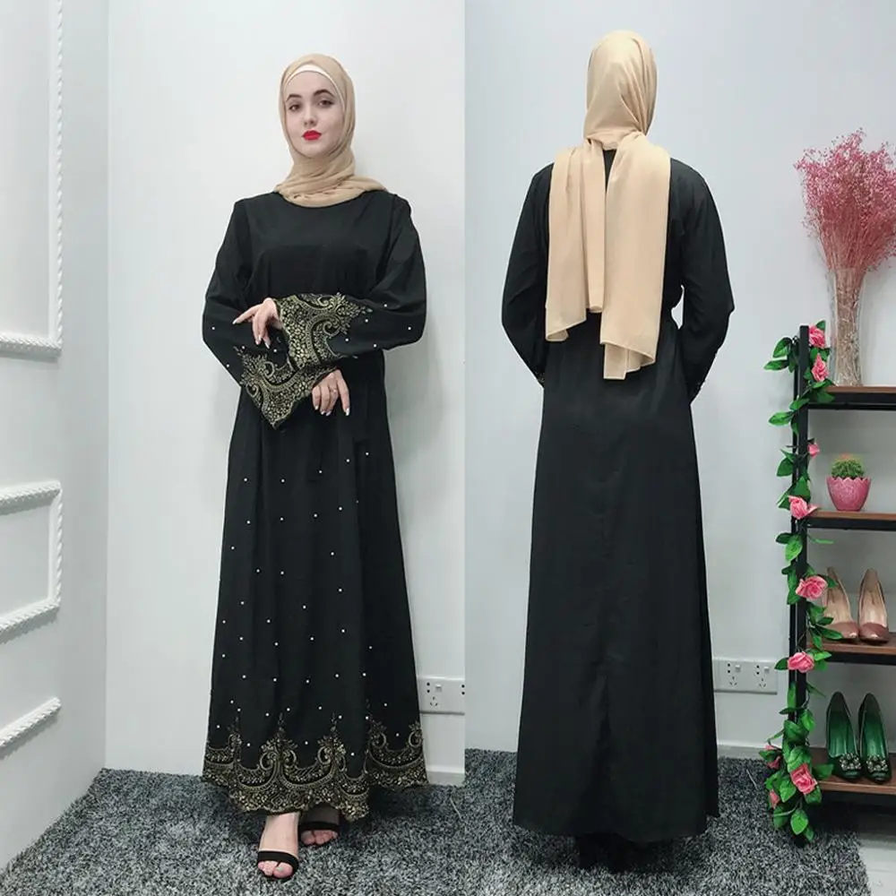 

Women Openwork embroi Long Dress Robe Open Abaya Cardigan Muslim Dubai Robe Gown