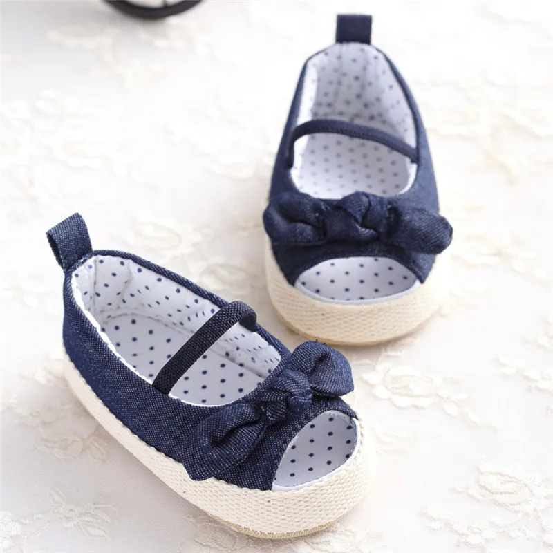 

Toddler Baby Girl Summer Shoes First Walkers Denim Baby Sneakers Newborn Shoes Bowknot Toddler Infant Kids Soft Sole Crib Shoes