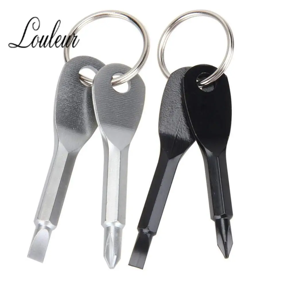 

LOULEUR 2019 new Phillips screwdriver Key chain useful Rainbery Portable Stainless Steel Screwdriver Flathead Head