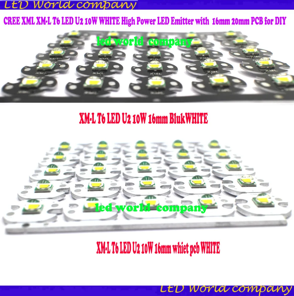 1 шт. CREE XML XM L T6 LED U2 10 Вт белый (6500K 7000K) светодиодный эмиттер высокой мощности с