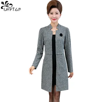 

UHYTGF Korean Spring Jackets Women Tops 2018 Autumn 5XL Plus size Fashion Women Windbreaker Coat Knitting Casual Coat Female 292