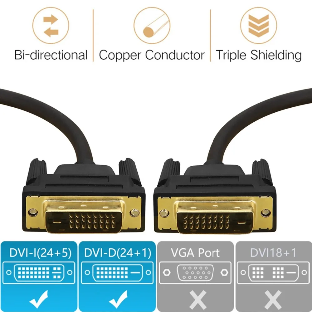 Кабель DVI для DVI-D 24 + 1 Dual Link позолоченный мужчинами 15 м и 20 м для компьютера Project Monitor цифровая смотри