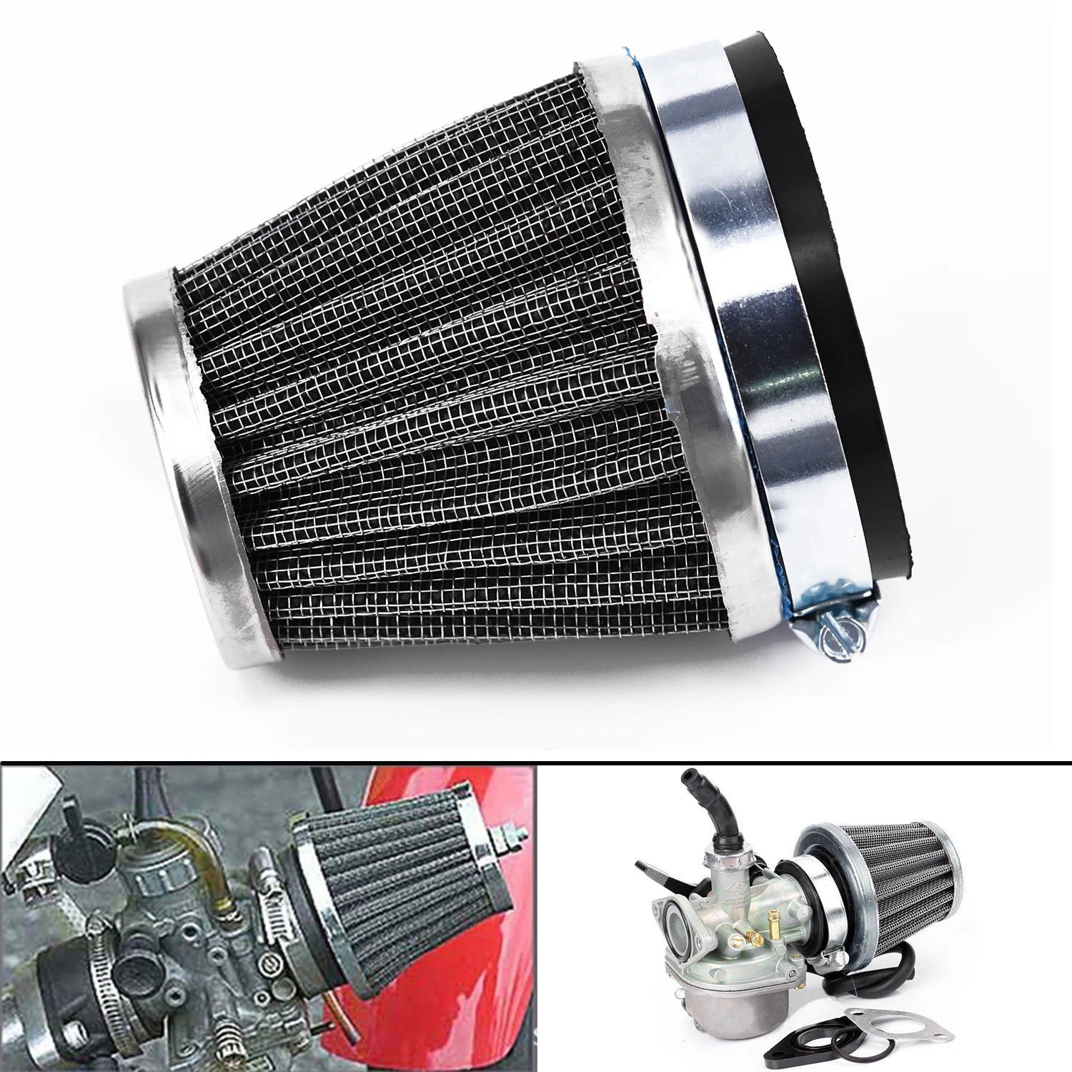 + Iron Loop Air Filter Scooters 60mm Bore Stainless steel Parts Motorcycle Quad Kits Universal High Quality New | Автомобили и
