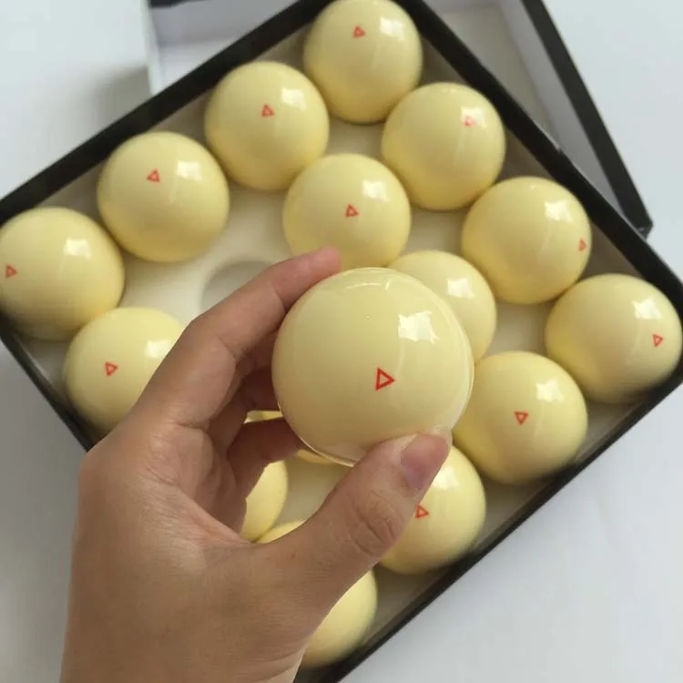 16pcs/set Billiards Pool White Balls Yellow with red triangle 57.25mm/52.5mm Nine-ball White ball Resin Billiard Cue Ball
