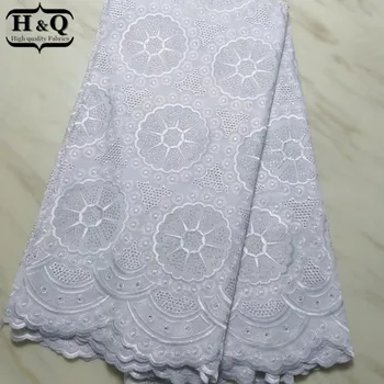 

H&Q 2019 Swiss Voile Lace With 100% Cotton Embroidery Lace Fabric With Stones African Dry Lace Fabric For White Long Lace Dress