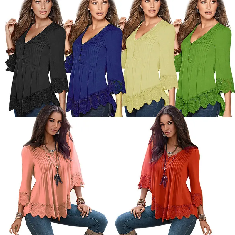 Новые повседневные блузки с v образным вырезом вязанная крючком кружевная