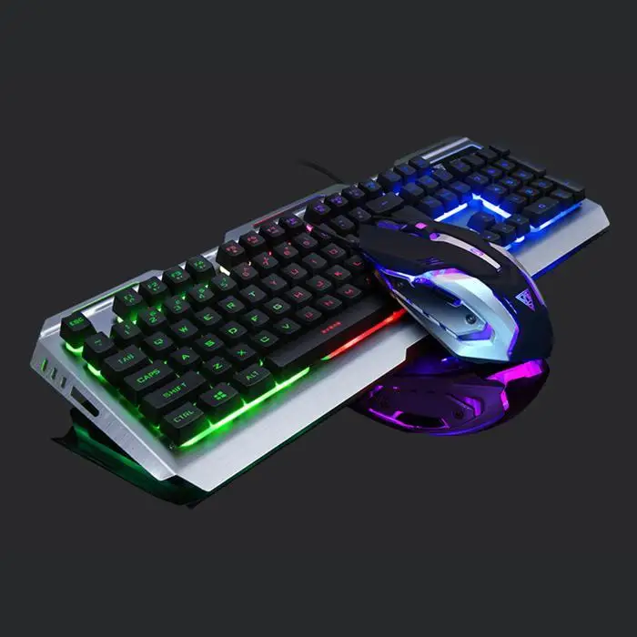 Модная красочная светодиодная подсветка Opto-electronic USB Проводное соединение клавиатуры мыши, подключи и играй, простое использование. Набор