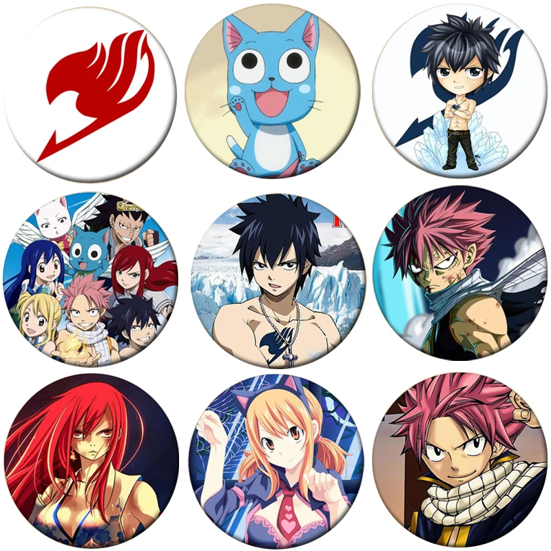Anime FAIRY TAIL Natsu Lucy Badge Pins PVC Brooches Cosplay Collection Fans Gift 