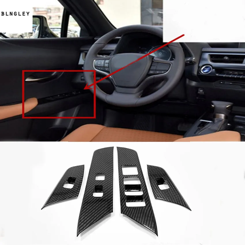 

4pcs/lot Car sticker ABS carbon fiber grain car window lift panel decoration cover for 2019 Lexus UX260h UX200 car accessories