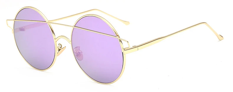 LOPERT New Vintage Round Sunglasses Women Female Brand Design Metal Frame Circle Glasses Lady Oculos De Sol Gafas UV400 - Цвет линз: Gold   Purple