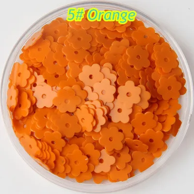 

3000pcs/lot PVC Sequins 6mm Flower With 1 Center Hole Plum Blossom Flat Loose Sequins DIY Sewing Materials Solid Orange