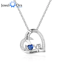 Personalizada Hot 925 Collar de Plata Esterlina con Piedras Natales Colgantes DIy Mamá Regalo de Cumpleaños Novia Navidad JewelOra NE101872
