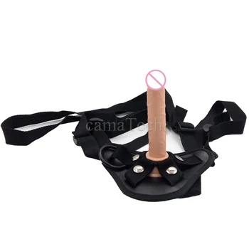 camaTech Strap On Mini Dildo Panties 14.5*2.4cm Silicone Penis With Suction Cup Strapon Harness For Vagina/Anal Plug Sex Toys 2
