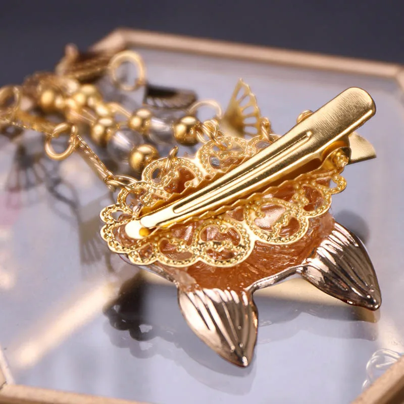 Заколка для волос с кисточками из лисы и кролика женщин|Украшения волос| |