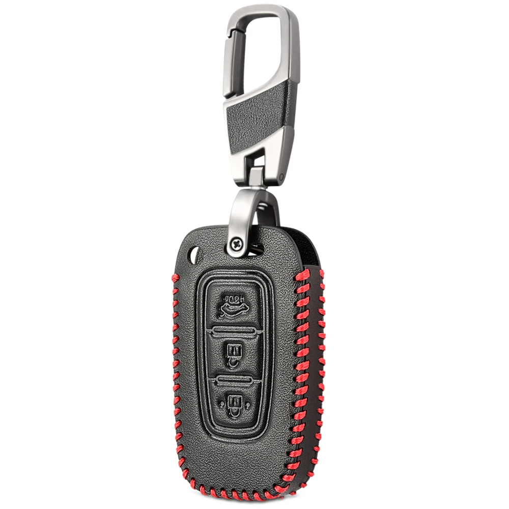 Genuine Leather 3 Button Smart Key Case Cover For Hyundai Sonata Elantra I30 IX35 Kia K5 Sportage R Sorento Forte | Автомобили и