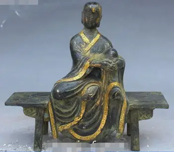 

Old Chinese Bronze Gilt Tang Seng San Zang Ksitigarbha Bodhisattva Buddha Statue