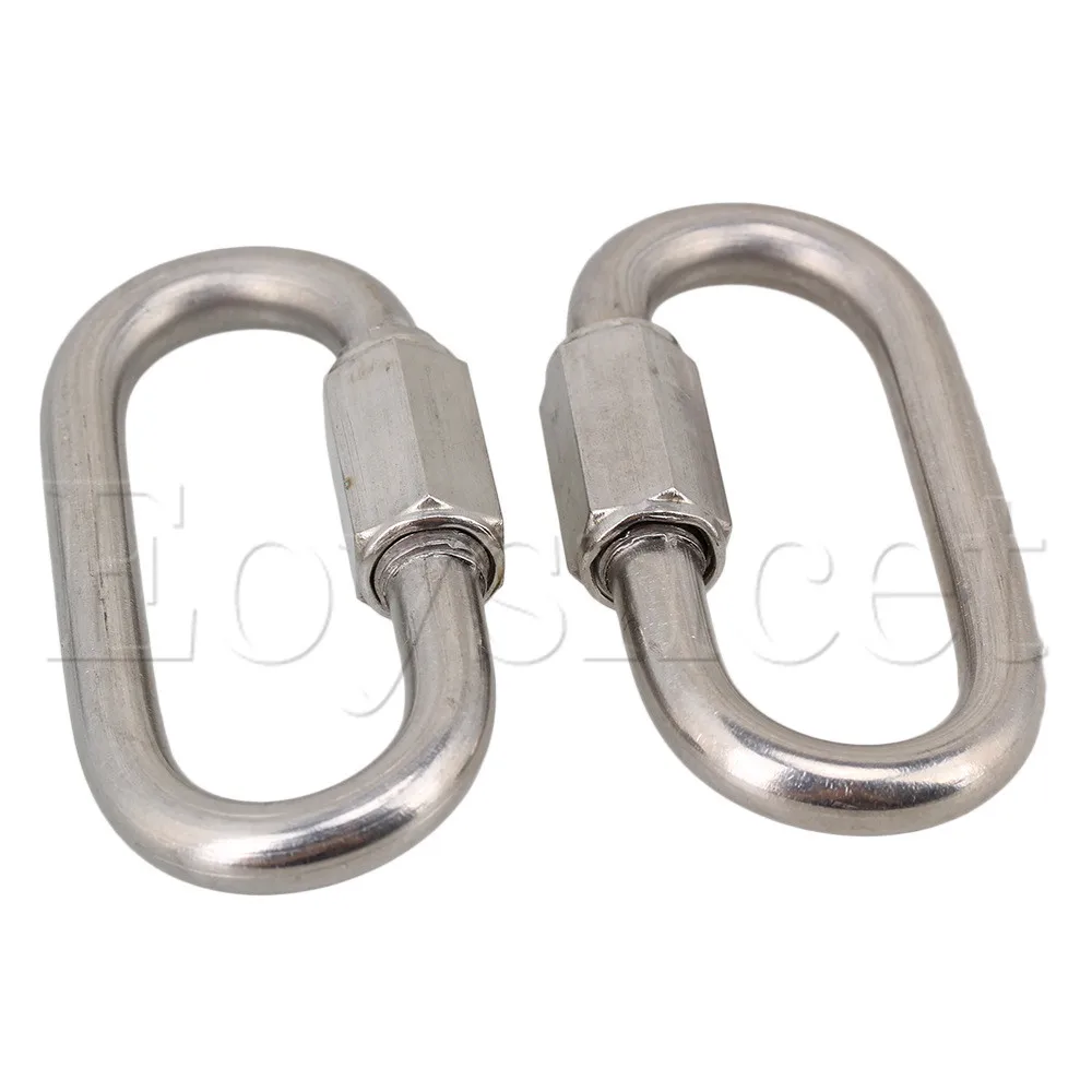 2pcs M6 Silver 304 Stainless Steel Quick Link Chain Fastener Carabiner