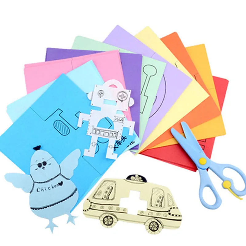 120 листов DIY Детский сад детский подарок ручная работа Бумажная книга игрушка бумага резка + пластиковые безопасные ножницы картина