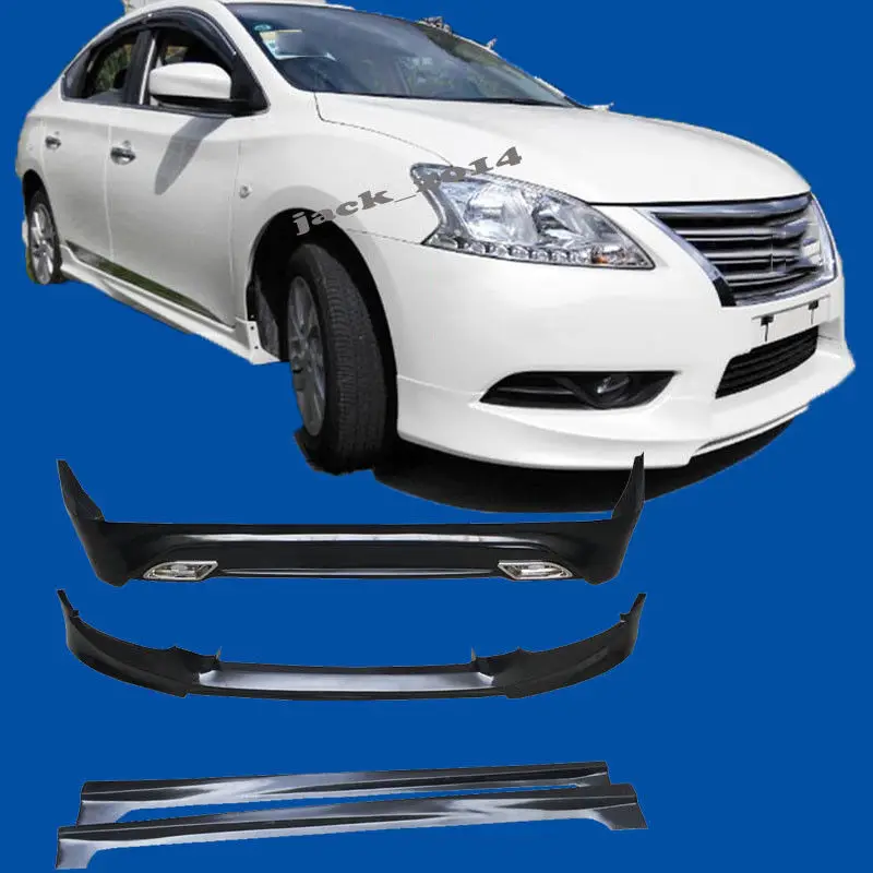 

Fit FOR 2013 2014 2015 Nissan Sentra Front & Rear Bumper Lip & Side Skirts Bodykit
