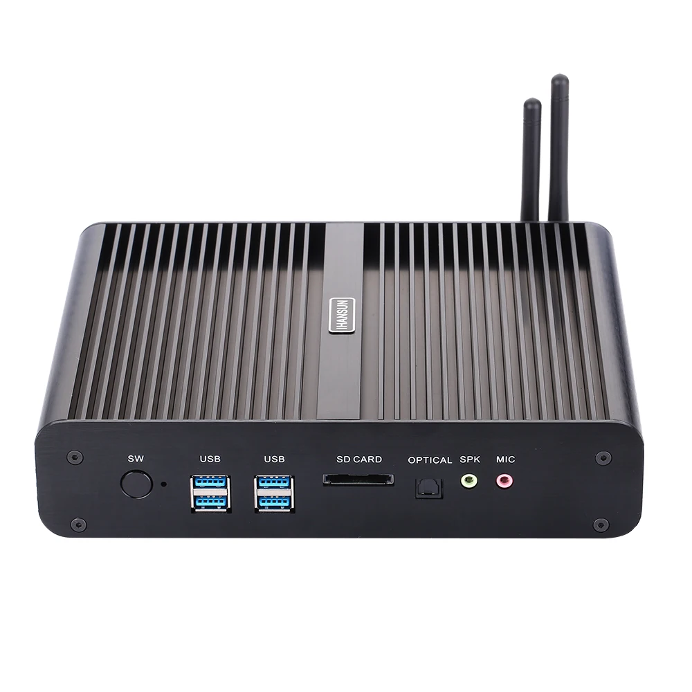 

Fanless Mini PC,Intel Core i7 5550U,Windows 10/Ubuntu,Black,[HUNSN BM02],(WiFi/ 2*HDMI/4* USB 3.0/4 * USB2.0/2*LAN)