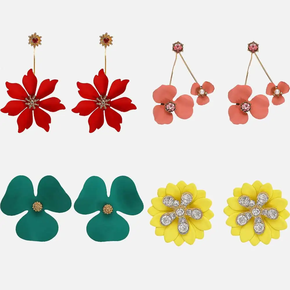 

Dvacaman Colorful Flower Drop Earrings for Women Wedding Trendy Bohemian Statement Earrings Party Jewelry Wholesale Girls Gifts